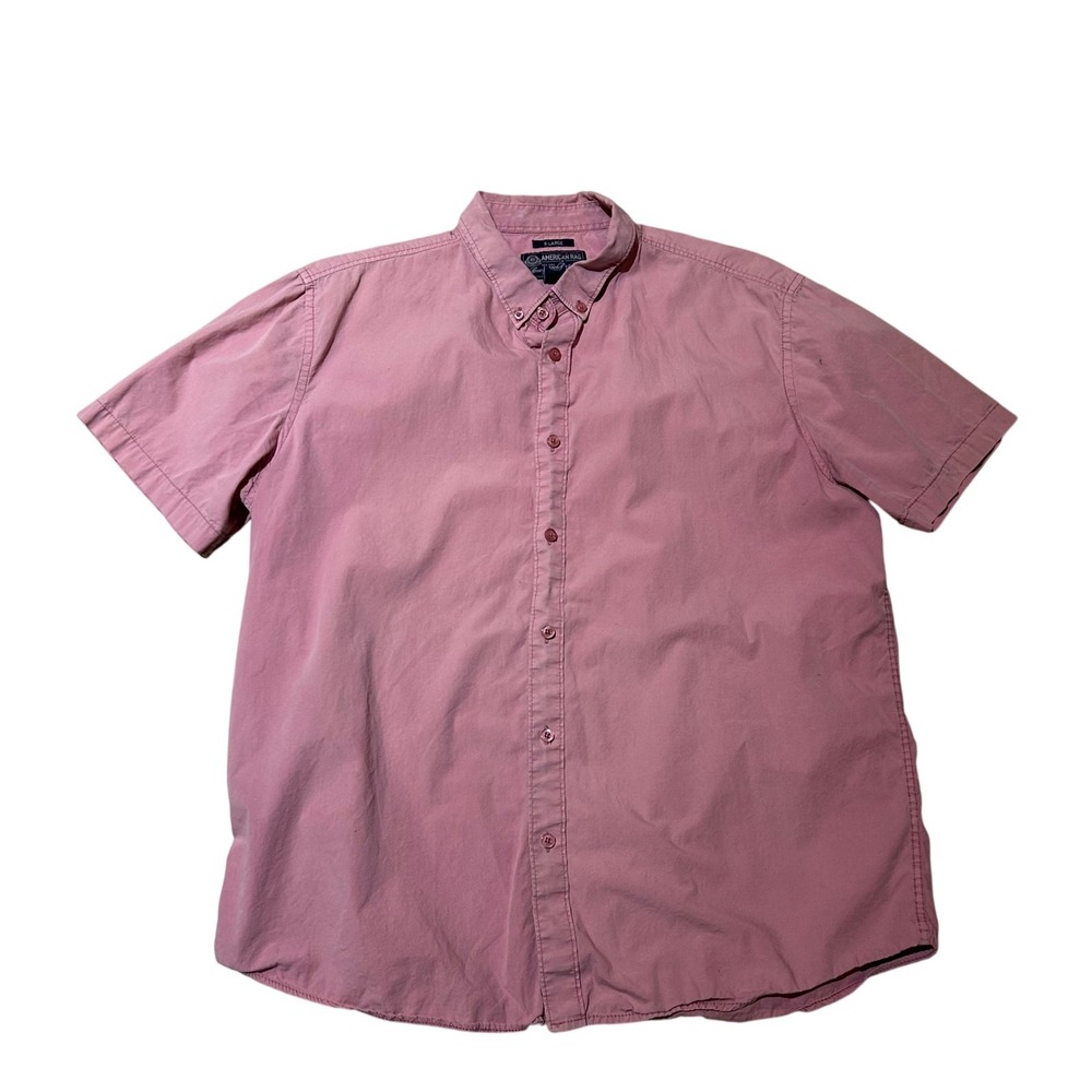 American Rag Short Sleeve Button Down Shirt Mens XL Pink Casual